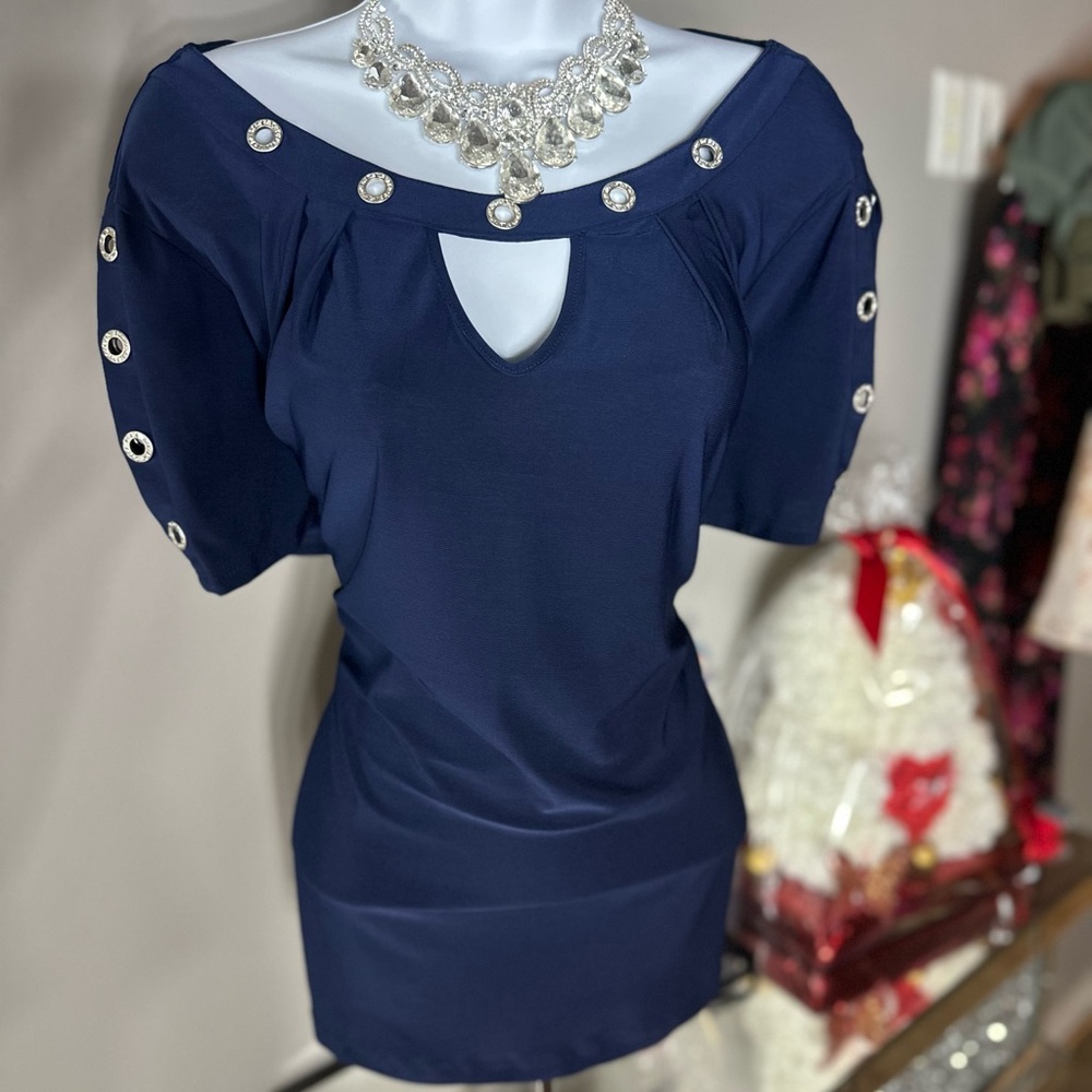 Navy Blue Top with Button Details